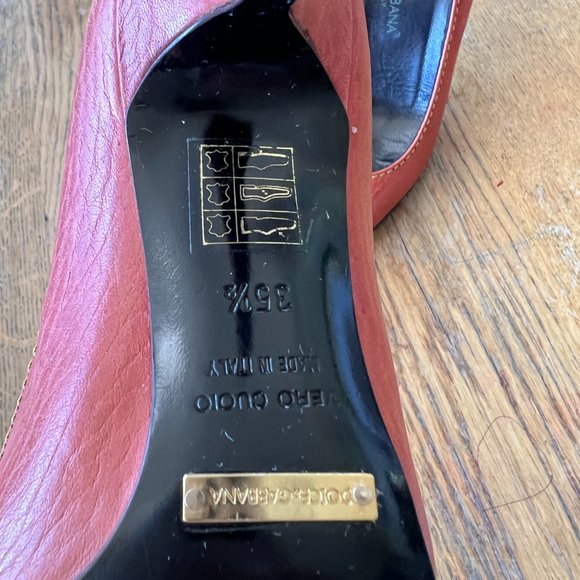 Ladies Orange Leather DOLCE & GABBANA High Heel Leather Shoe Italy Size 35.5 - Picture 4 of 5